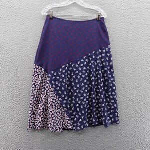 Talbots Midi Aline‎ Patchwork Floral Skirt Size 6 Petite Blue Red Womens NWT